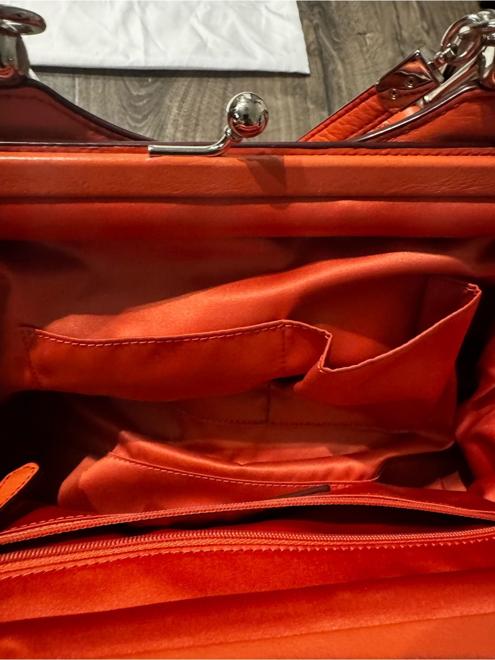 Coach Madison Gathered Twist Carrie Satchel Textured Orange coral Quilted purse - Picture 15 of 16